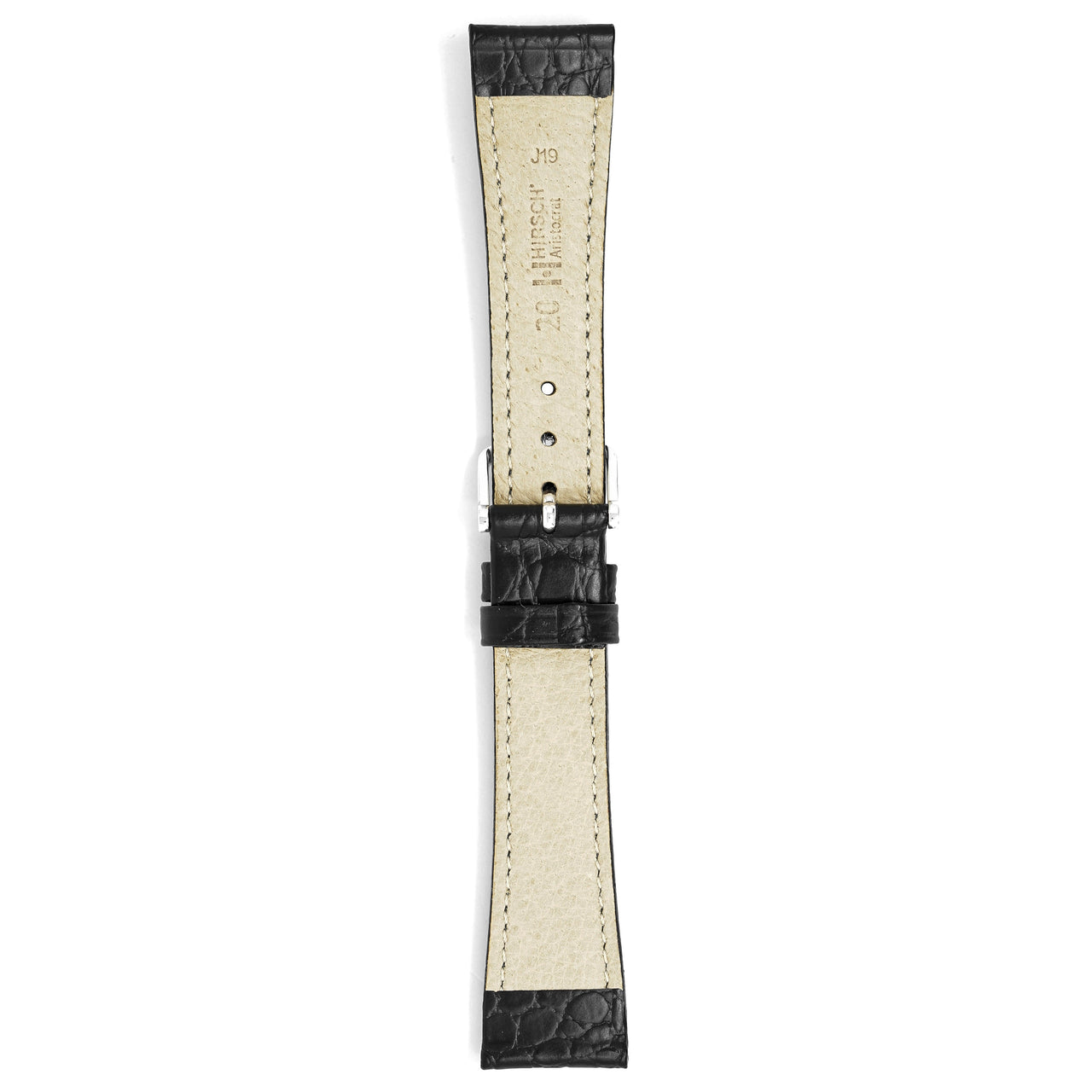 Hirsch Watch Aristocrat 20mm Long Black Leather Strap