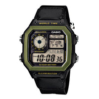 Thumbnail for Casio Watch Digital World Time Illuminator Green AE-1200WHB-1BVDF
