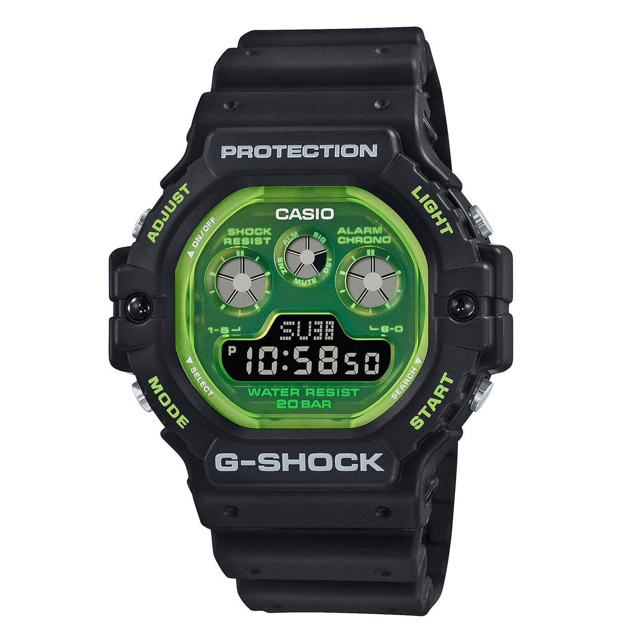 Casio G-Shock Watch Men's Shock Tech Skeleton Black/Green DW-5900TS-1DR