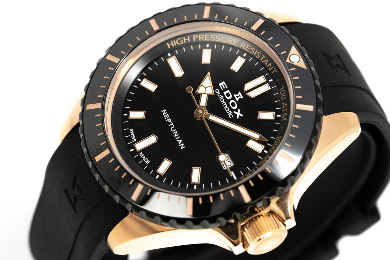 Edox Men's Watch Neptunian Automatic IP Rose Gold 80120-37RNNCA-NIR