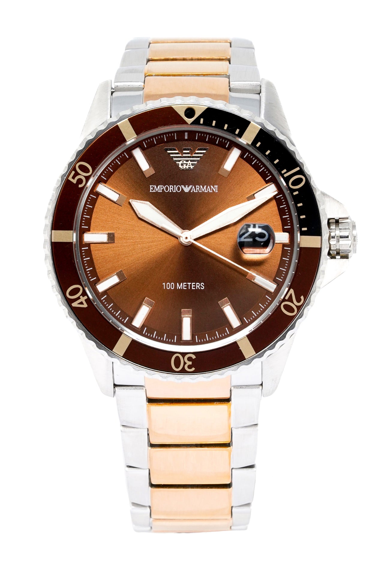 Emporio Armani Men's Diver Watch Two Tone Rose Gold AR11340