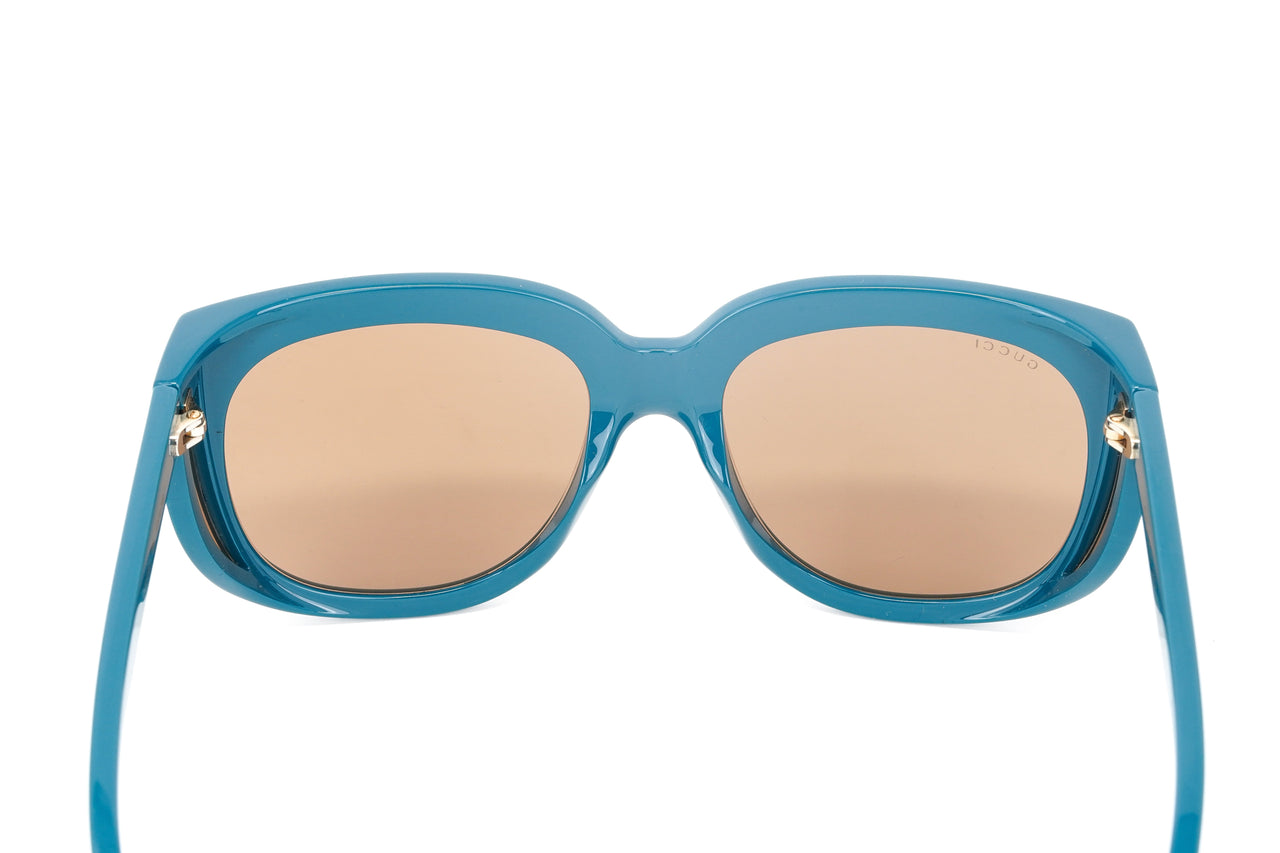 Gucci Women's Sunglasses Wraparound Rectangle Turquoise GG0468S-005 57