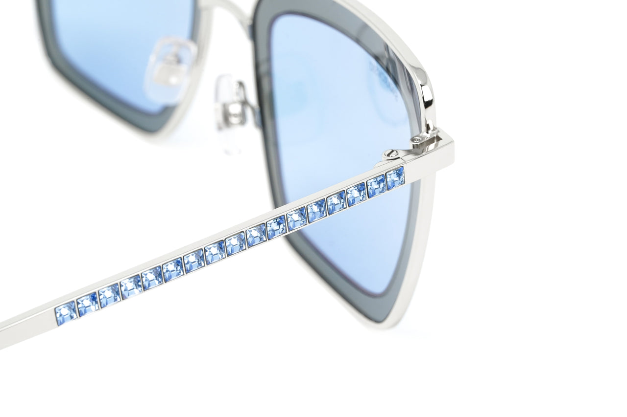 Swarovski Women's Sunglasses Square Cat Eye Blue SK0198/S 16V