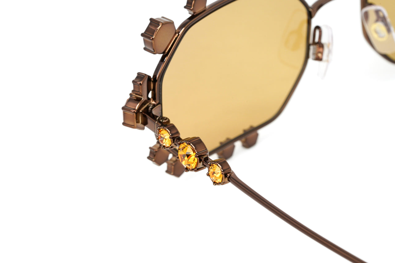 Swarovski Women's Sunglasses Irregular Shiny Brown Yellow Mirror SK0376 45E