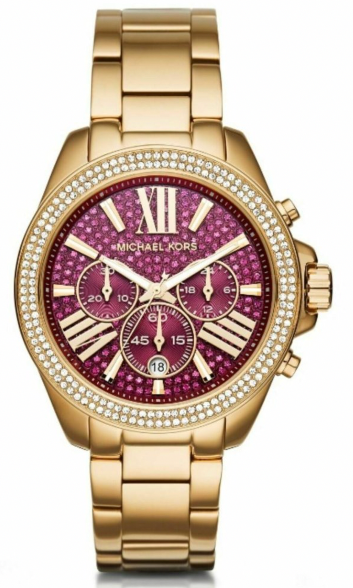 Michael Kors Ladies Watch Wren Purple Dial Gold Steel Strap Watch For Women MK6290