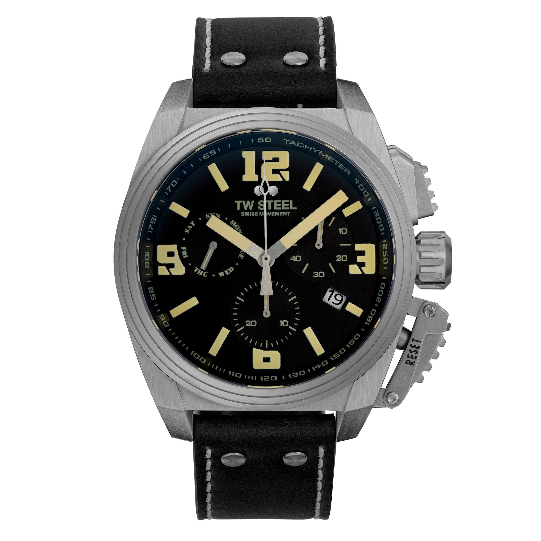 TW Steel Watch Swiss Canteen Chronograph Black TW1111