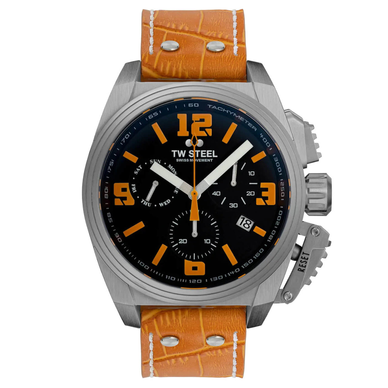 TW Steel Watch Swiss Canteen Chronograph Orange TW1112