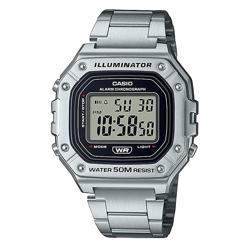 Casio Watch Chronograph Digital Silver W-218HD-1AVDF