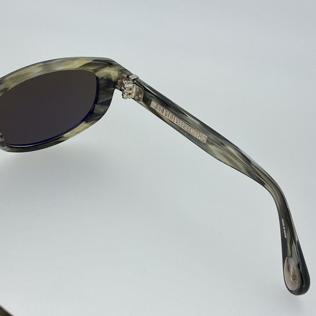 Ann Demeulemeester Sunglasses Cat Eye Horn 925 Silver with Green Lenses Category 3 Dark Tint AD29C3SUN - Watches & Crystals