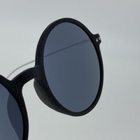 Thumbnail for Ann Demeulemeester Sunglasses Round Black Scratch Texture and Titanium with 925 Silver Temple Tips Grey Mirror Lenses CAT3 AD54C2SUN - Watches & Crystals