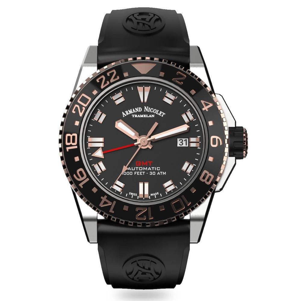 Armand Nicolet JS9-44 GMT Black Rubber - Watches & Crystals
