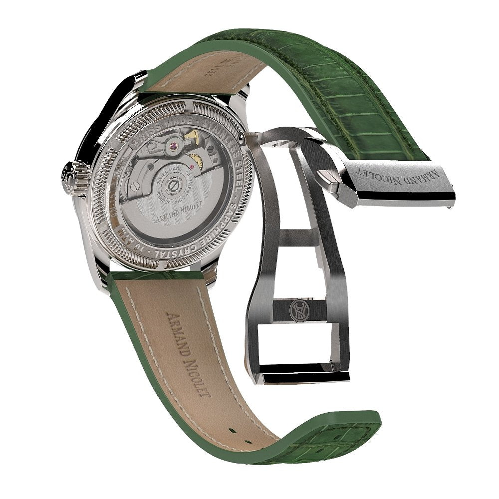 Armand Nicolet Ladies Watch M03-3 Green Leather Diamond A151EAA-AV-P882VR8 - Watches & Crystals