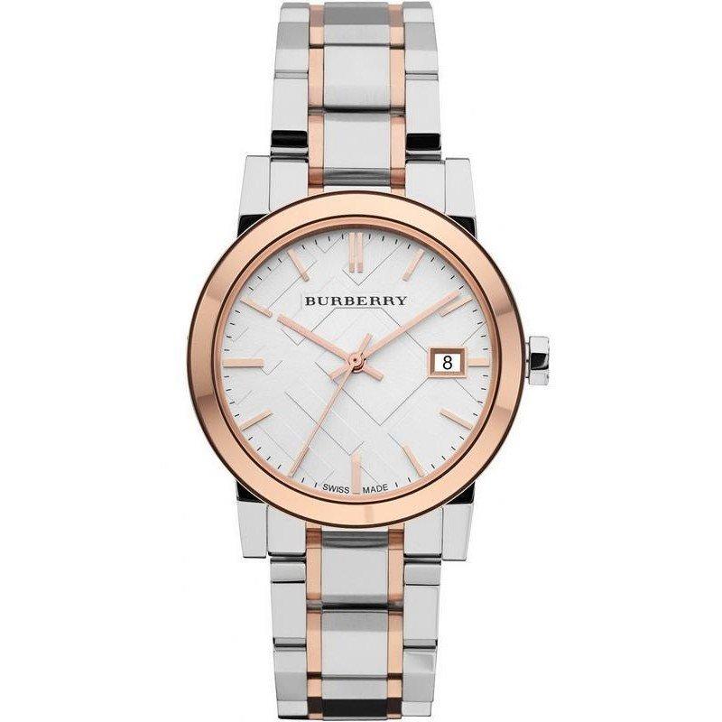 Burberry Ladies Watch Check Stamped Two Tone BU9105 - Watches & Crystals