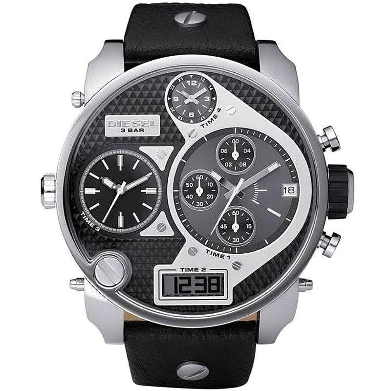 Diesel Men's Chronograph Watch Big Daddy Silver Black - Watches & Crystals