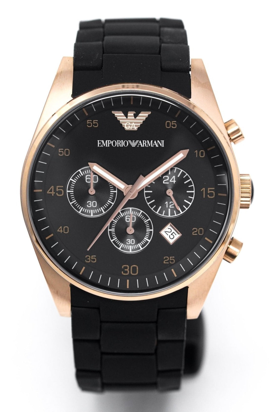 Emporio Armani Ladies Sportivo Chronograph Watch Rose Gold PVD AR5906 - Watches & Crystals
