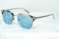 Thumbnail for Kris Van Assche Sunglasses with D-Frame Brown Horn Brushed Silver and Blue Mirror Lenses Category 3 - KVA76C4SUN - Watches & Crystals