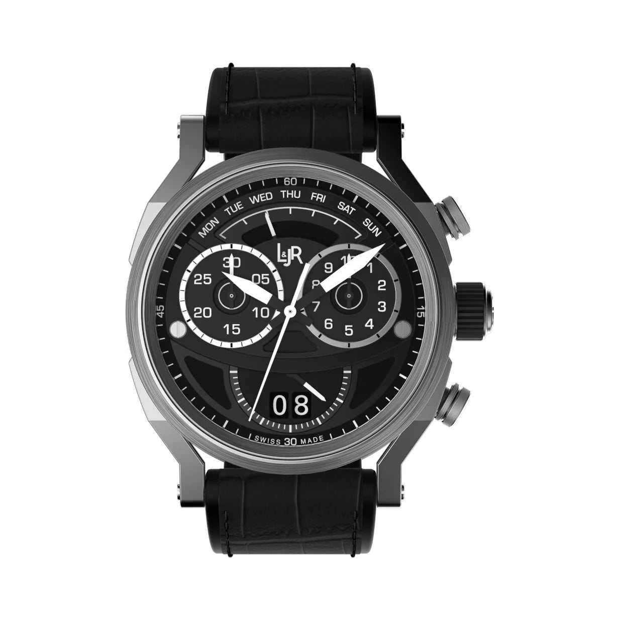 L&Jr Men's Watch Chronograph Day and Date Black - Watches & Crystals