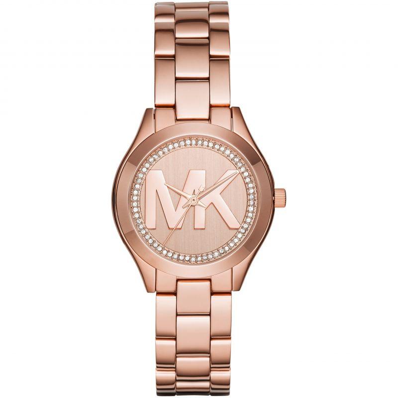Michael Kors Ladies Watch Mini Slim Runway Rose Gold MK3549 - Watches & Crystals