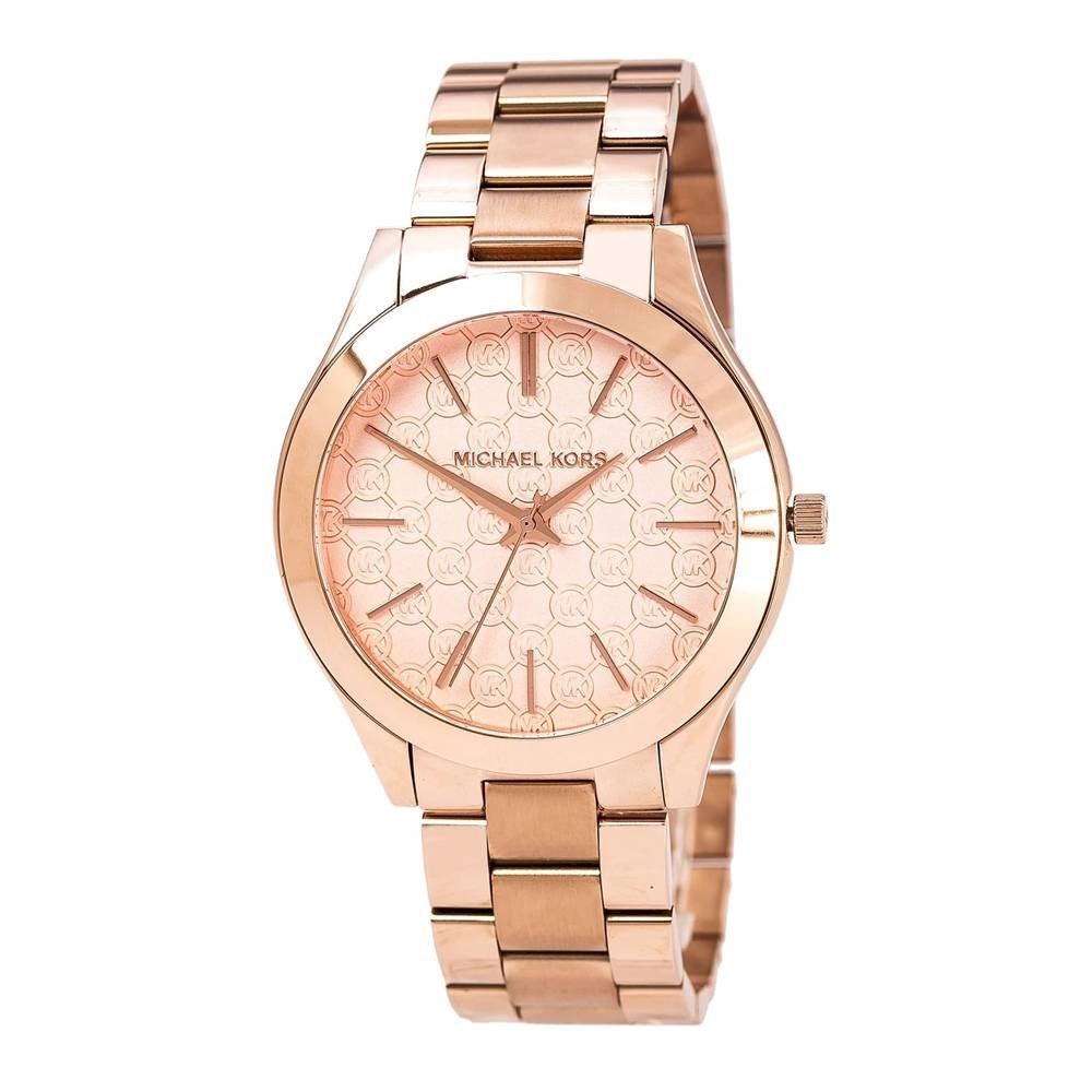 Michael Kors Ladies Watch Slim Runway Rose Gold Motif MK3336 - Watches & Crystals