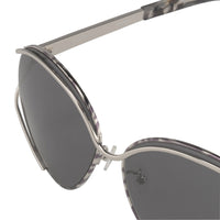 Thumbnail for Oscar De La Renta Sunglasses Oval Frame Silver Black White With Grey Lenses Category 3 ODLR61C3SUN - Watches & Crystals