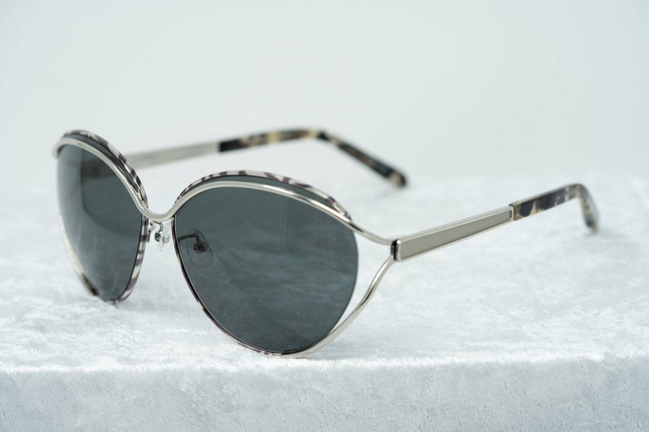 Oscar De La Renta Sunglasses Oval Frame Silver Black White With Grey Lenses Category 3 ODLR61C3SUN - Watches & Crystals