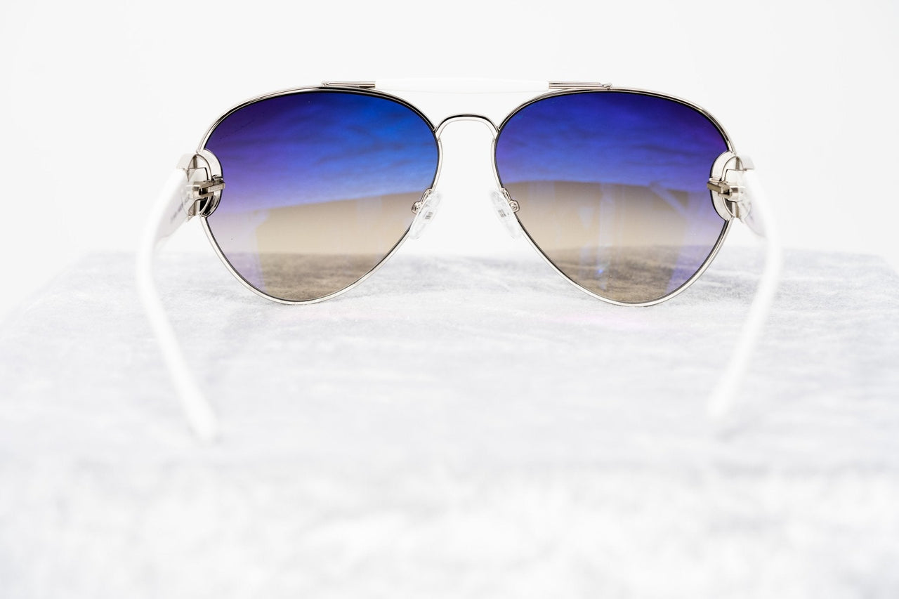 Oscar De La Renta Women Sunglasses White Silver and Dark Grey Lenses Category 3 - ODLR53C3SUN - Watches & Crystals