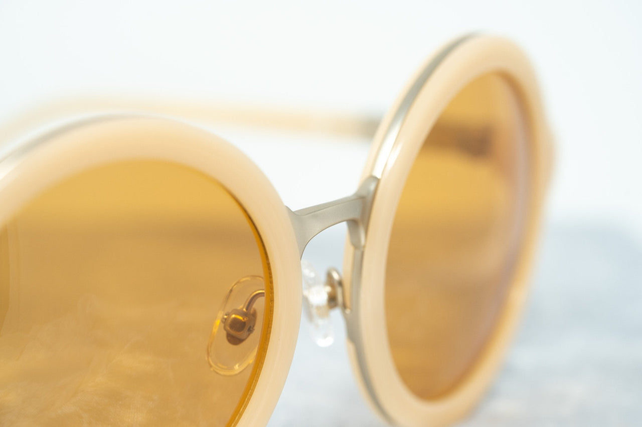 Phillip Lim Sunglasses with Round Apricot Brushed Gold and Dark Brown Lenses - PL11C15SUN - Watches & Crystals
