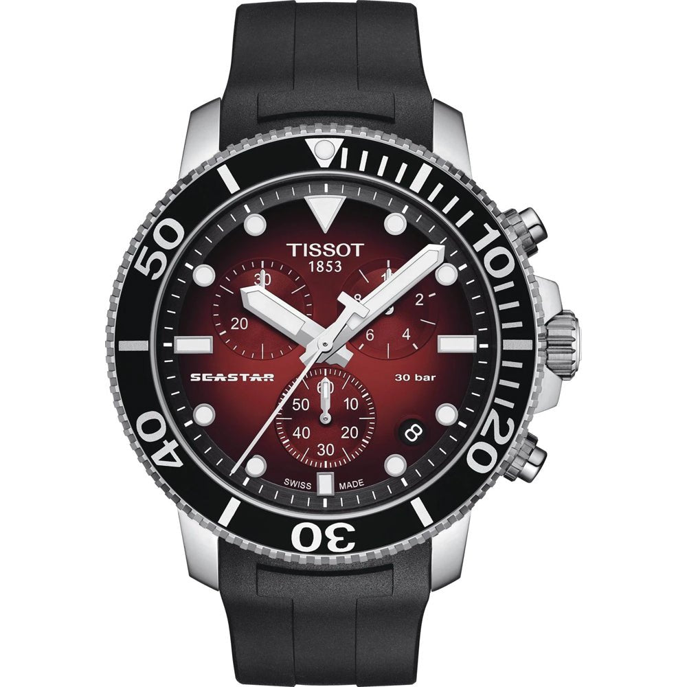 Tissot Chronograph Watch SEASTAR 1000 Red Rubber T12041742100 - Watches & Crystals
