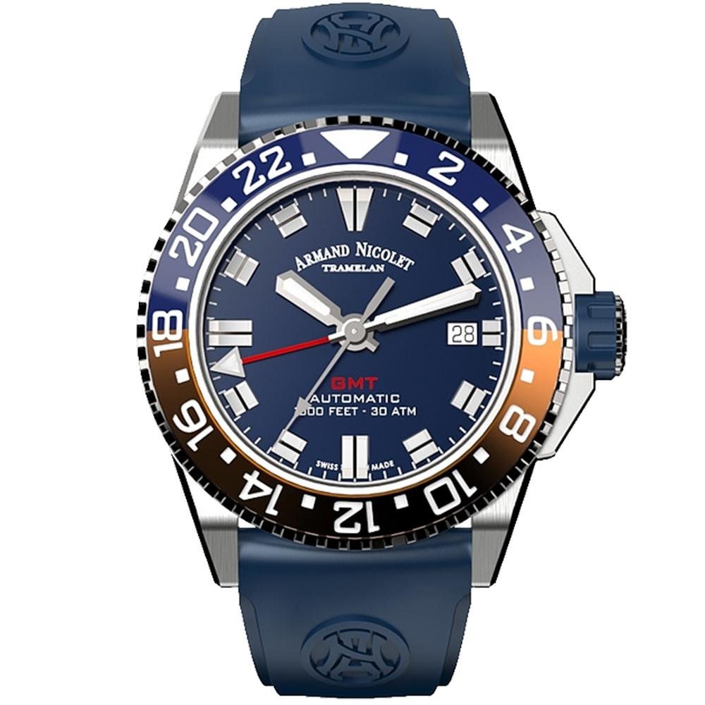 Title: Armand Nicolet JS9-41 GMT Blue Stainless Steel - Watches & Crystals
