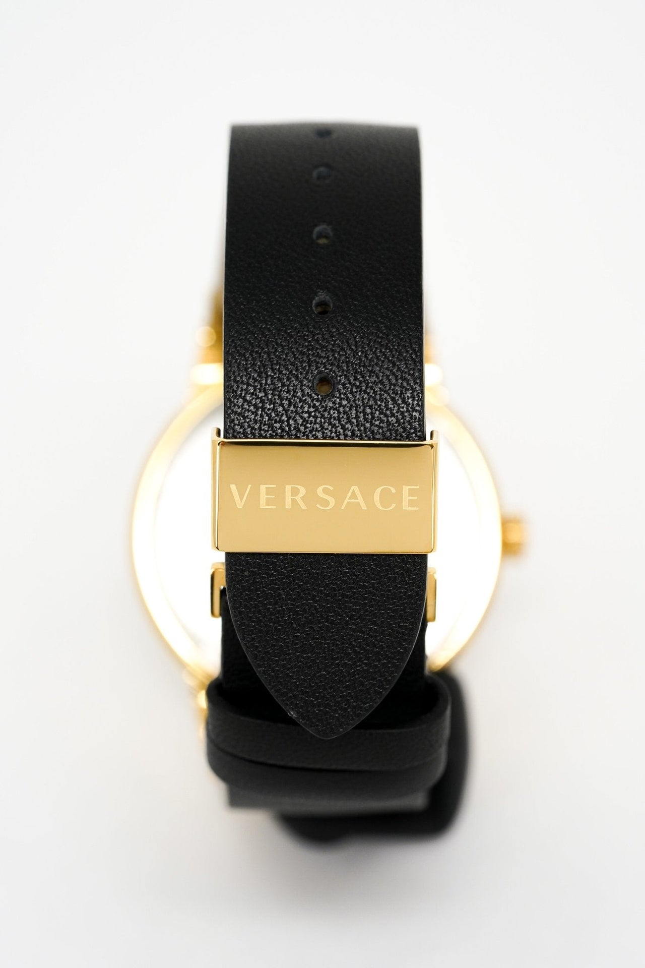 Versace Ladies Watch Greca Logo Gold Black Leather VEVH00320 - Watches & Crystals