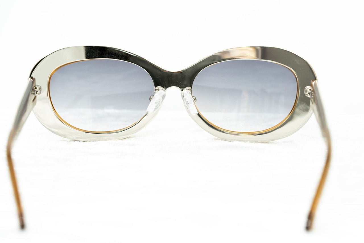 Yohji Yamamoto Women Sunglasses Cat Eye Brown/Silver and Grey Graduated Lenses - 9YYHDRAGONFLYC2BWN - Watches & Crystals